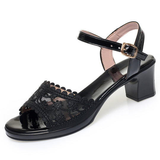 Damen Elegante Pumps mit zartem Spitzen-Design und praktischer Schnalle R&B