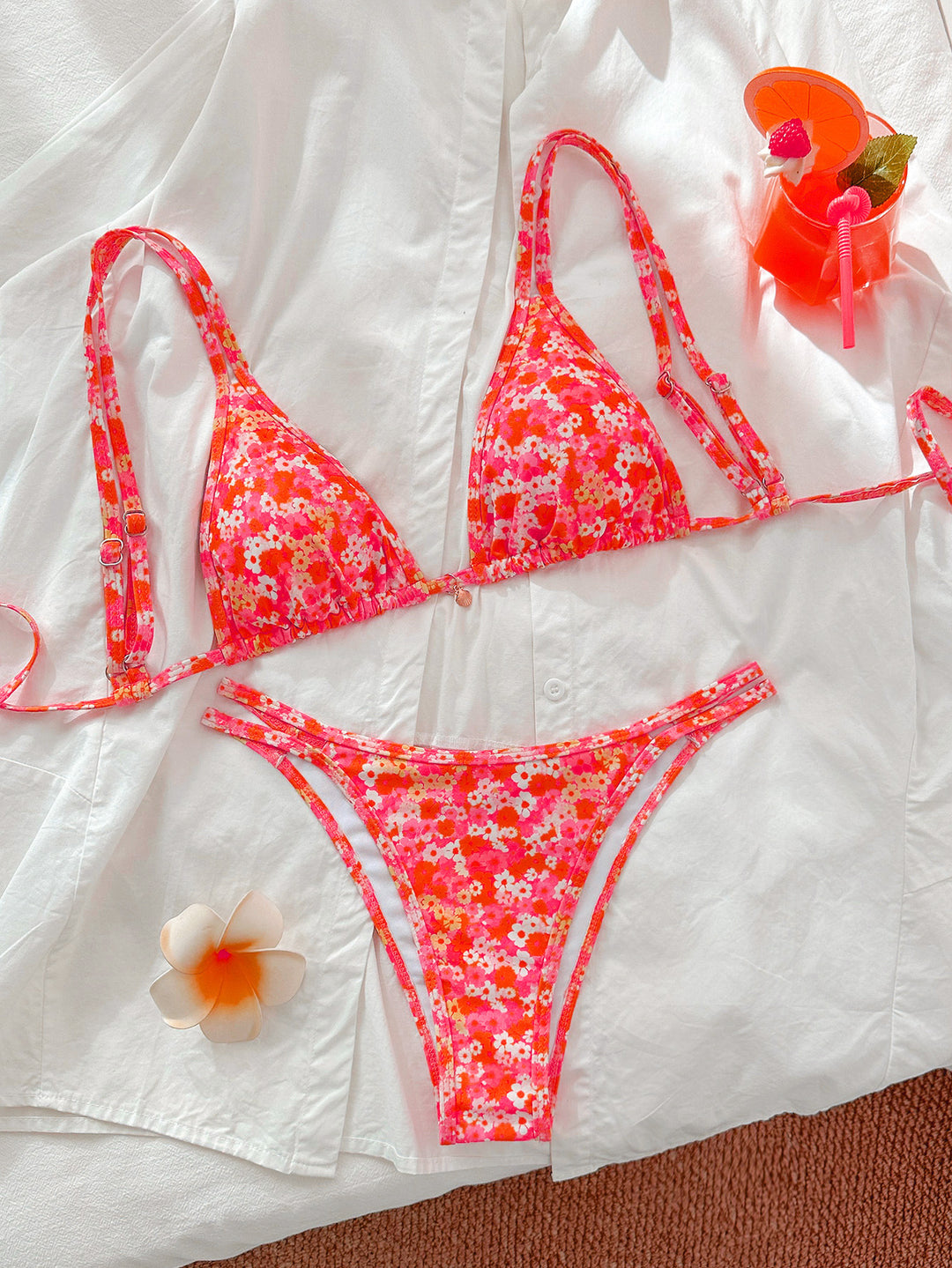 Damen Triangel-Bikini mit floralen Mustern R&B