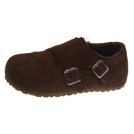 Damen komfortable Clogs aus weichem Wildleder mit modischem Schnallenverschluss R&B