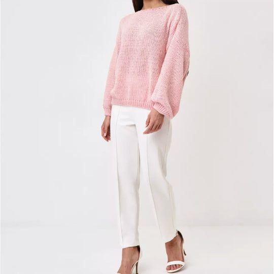 Damen Flauschiger Off-Shoulder Pullover mit überschnittenen Schultern R&B