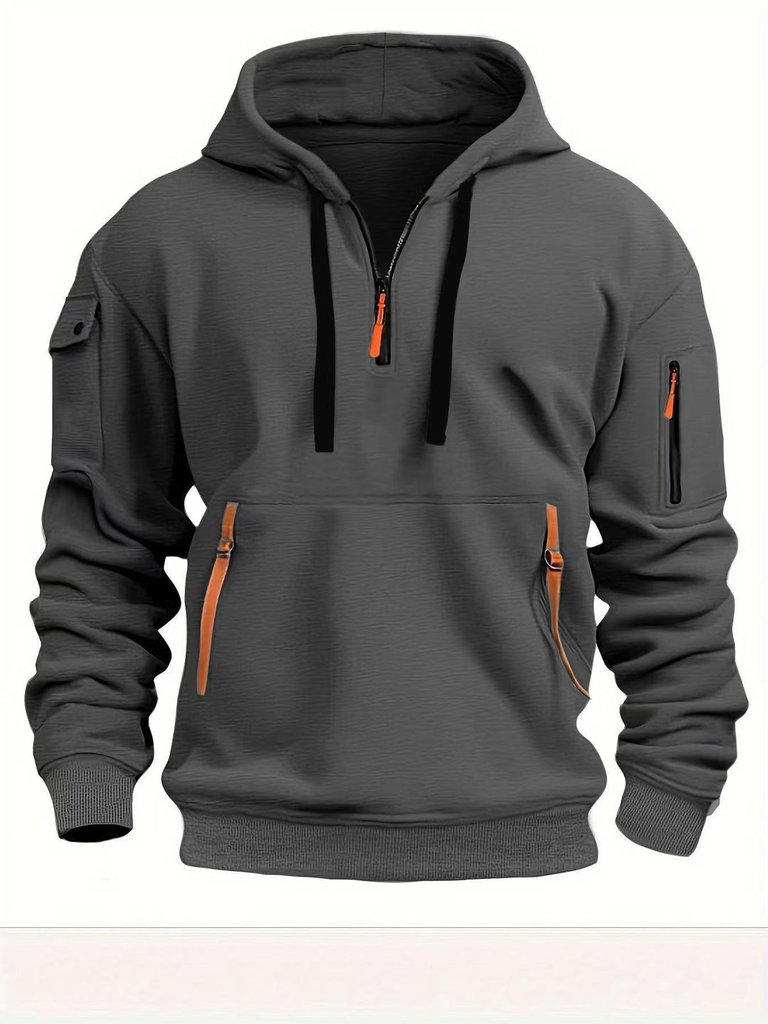Herren Praktischer Kapuzenpullover mit seitlichem Reißverschluss und vielseitigen Taschen R&B