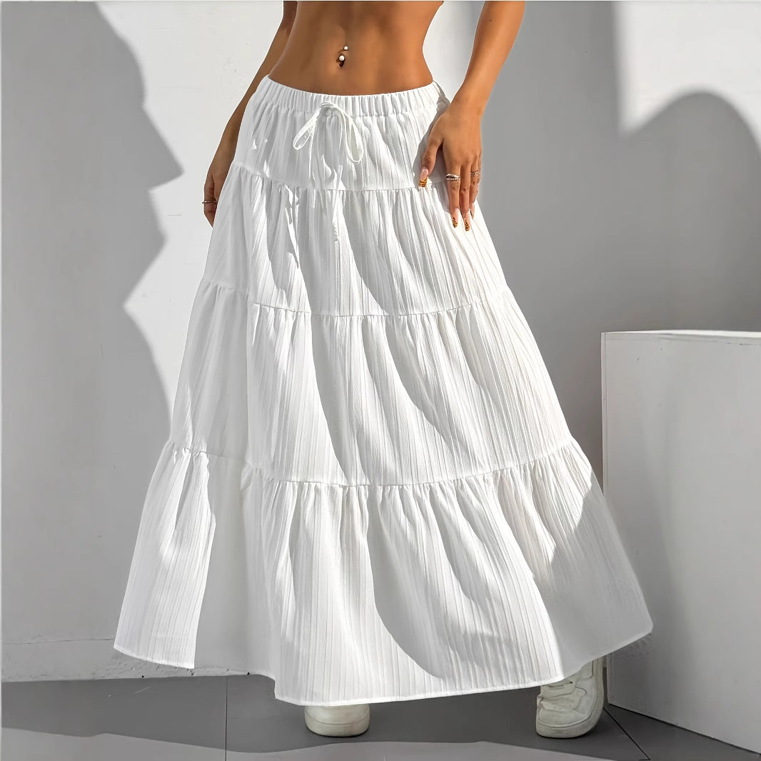 Damen Maxi-Rock mit lässigem Volant-Design und elastischem Bund R&B