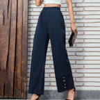 Damen Weite Chino-Hose mit Knopfdetails R&B