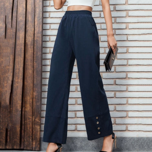 Damen Weite Chino-Hose mit Knopfdetails R&B