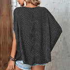 Damen Oversized Bluse mit Punktmuster und offenem Schnitt R&B