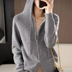 Damen Sportlicher Zip-Hoodie aus feinem Strick