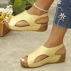 Damen Wedge-Sandalen mit modischem Schnallenverschluss und komfortablem Fußbett R&B