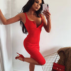 Damen Rippstrick Bodycon Midi Kleid R&B