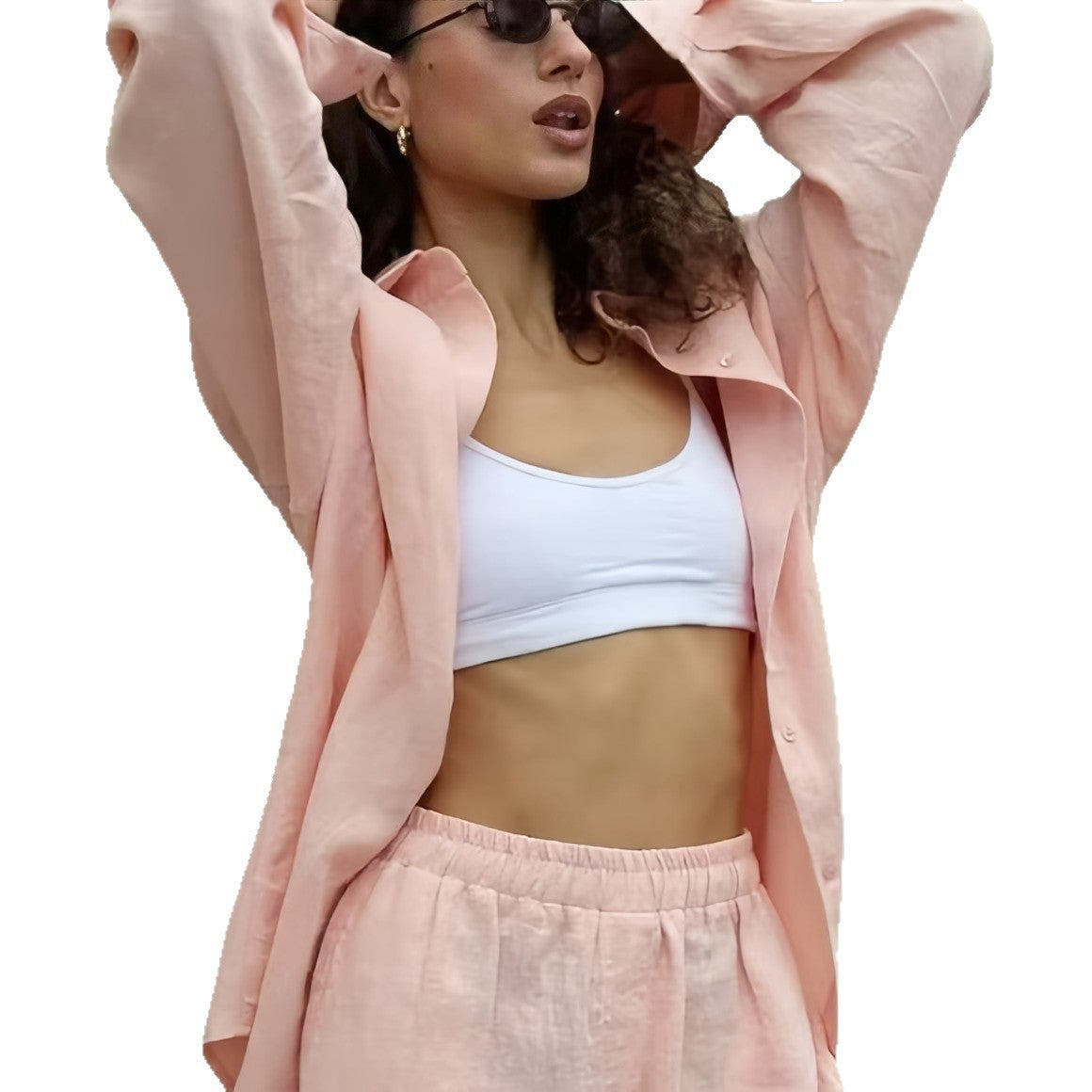 Damen Oversized Hemdblusenkleid mit langen Ärmeln und asymmetrischem Schnitt R&B