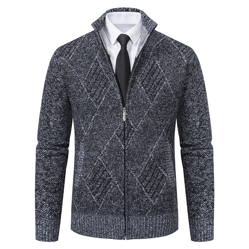Herren modische Strickjacke mit hochabschließendem Kragen und stilvollem Zipper
