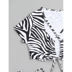 Damen Bikini-Set mit stylischen Schnürdetails und aufregendem ZR&Bra-Muster R&B