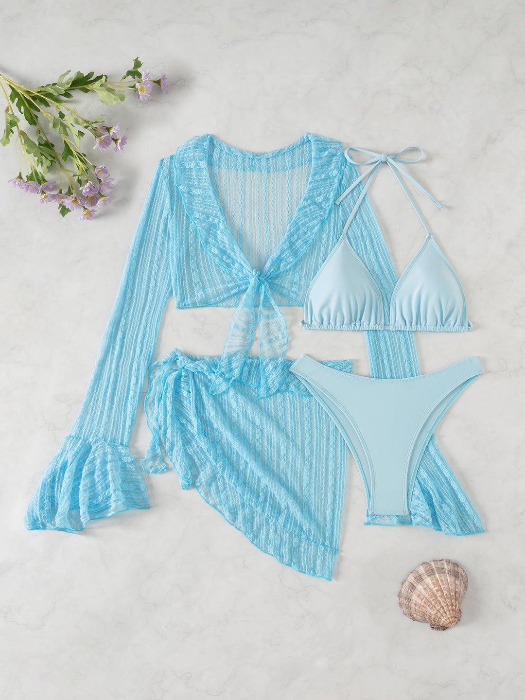 Damen Strand-Bikini-Set mit lässigem cropped Oberteil und verspieltem Rock R&B
