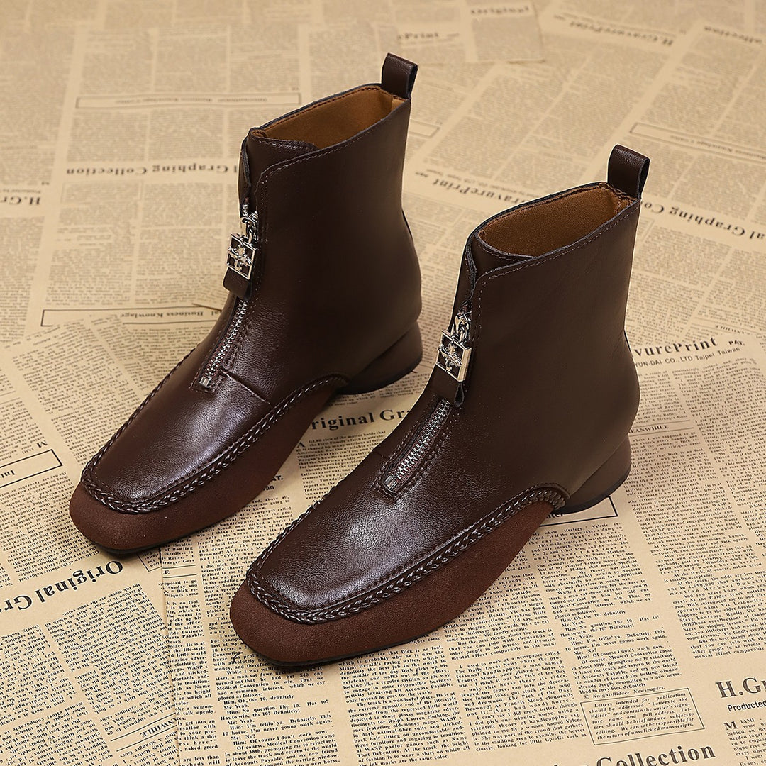 Damen Stylische Ankle Boots mit Reißverschluss und geschmeidigem Leder R&B
