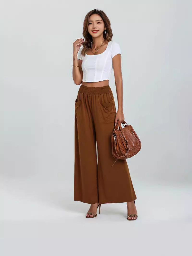 Damen Weite Trendhose mit elastischem Bund und praktischen Taschen R&B