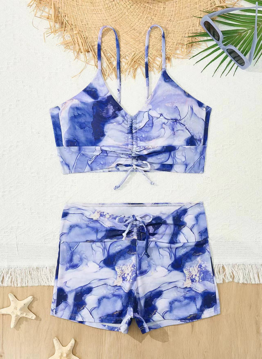 Damen Bikini mit floralem Rüschendesign und verstellbaren Trägern R&B