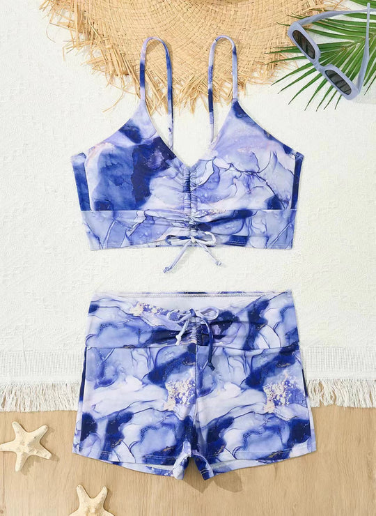 Damen Bikini mit floralem Rüschendesign und verstellbaren Trägern R&B