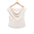 Damen elegante Satinbluse mit raffiniertem Wasserfall-Ausschnitt R&B
