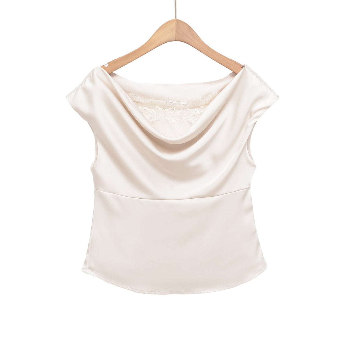 Damen elegante Satinbluse mit raffiniertem Wasserfall-Ausschnitt R&B