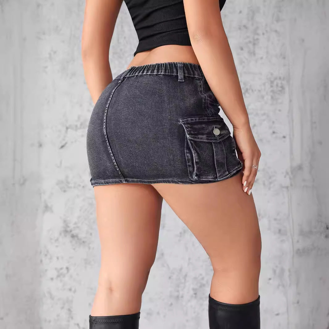 Damen Jeansrock mit angesagtem Used-Look und hohem Taillenbund R&B