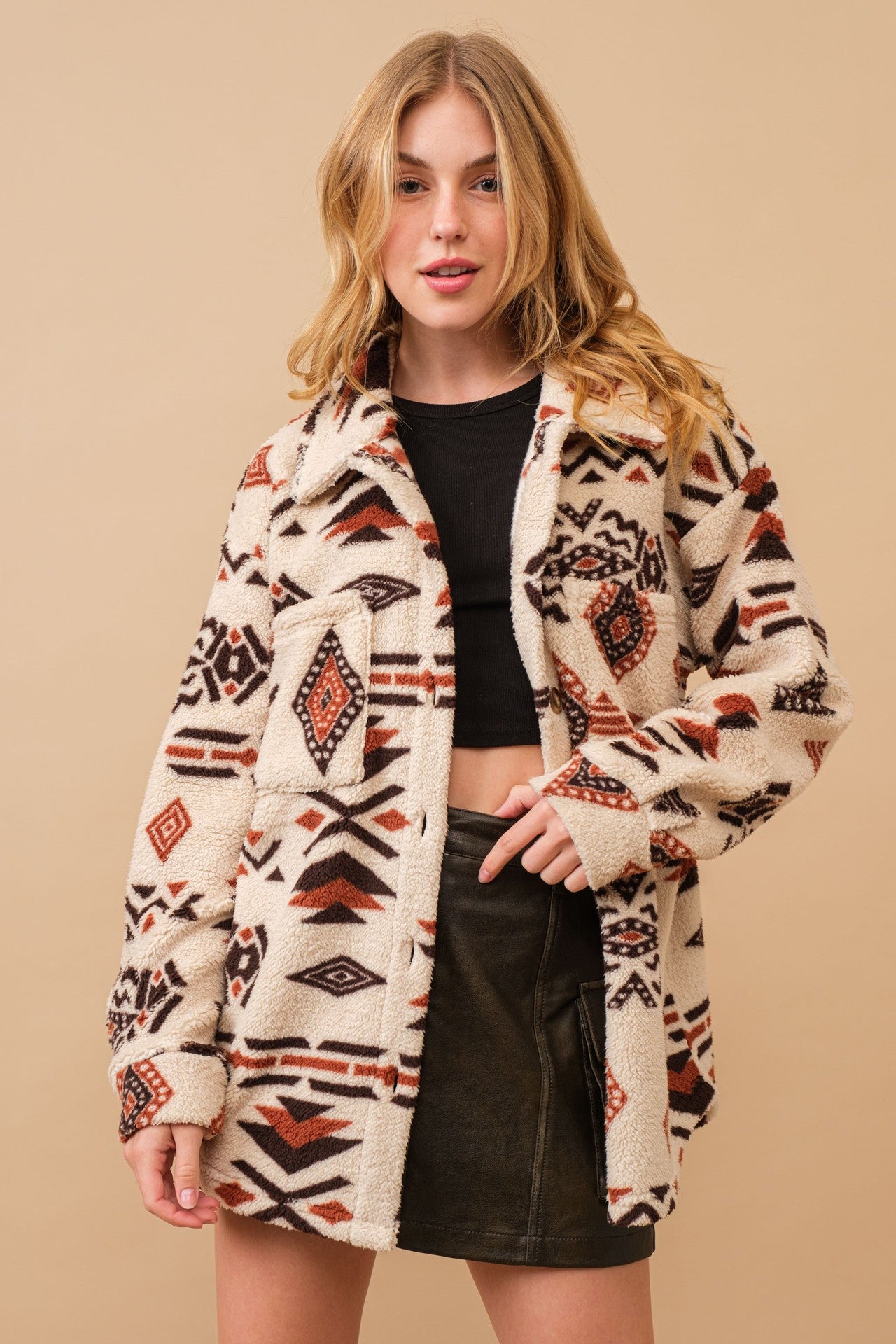 R&B | Retro Plüschjacke mit Reverskragen