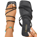 Damen Flache Slides mit eleganten mehrfachen Riemen R&B