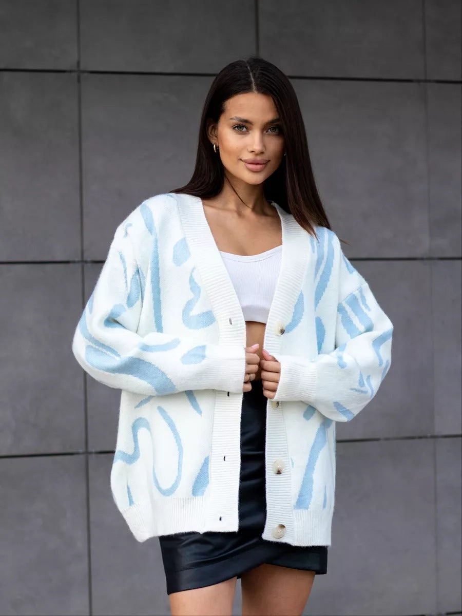 Damen Strickjacke mit einzigartigem Muster R&B