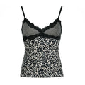 Damen Spaghetti-Trägertop mit elegantem Spitzenbesatz und R&Brnem Leopardenmuster R&B
