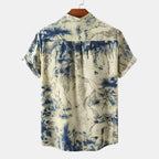Herren Kurzarmhemd mit kreativem Aquarellmuster und button-down Kragen