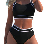 Damen Sportliches Bikini-Set mit modischen Kontraststreifen R&B