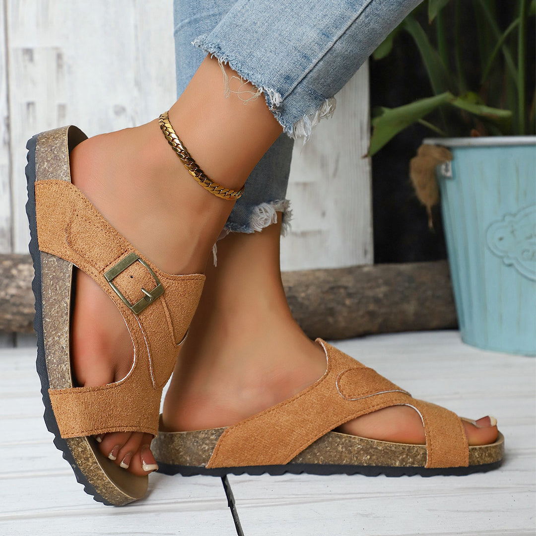 Damen Komfortable Sandalen mit modischer Riemchenführung und anatomischem Fußbett R&B