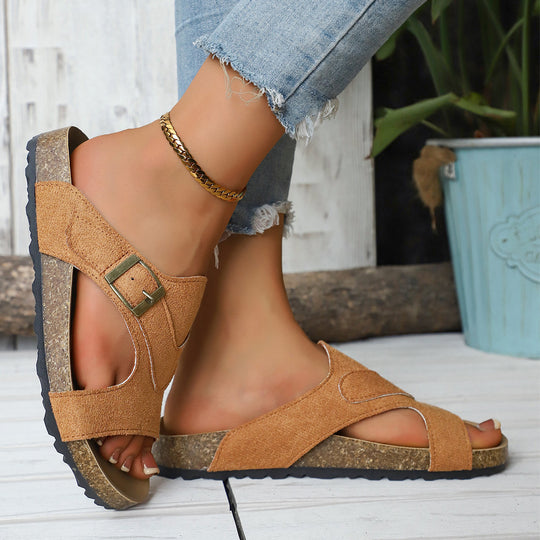 Damen Komfortable Sandalen mit modischer Riemchenführung und anatomischem Fußbett R&B