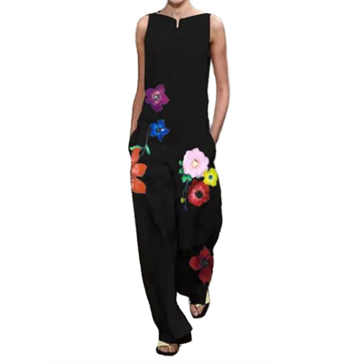 Damen Jumpsuit mit floralem Design und praktischen Taschen R&B