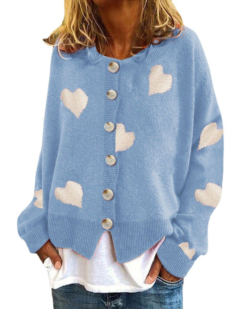 Damen Strickjacke mit Herzmotiv und modischem Schnitt