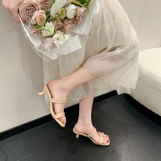 Damen elegante Slingback-Pantoletten mit angesagtem Metallic-Design R&B