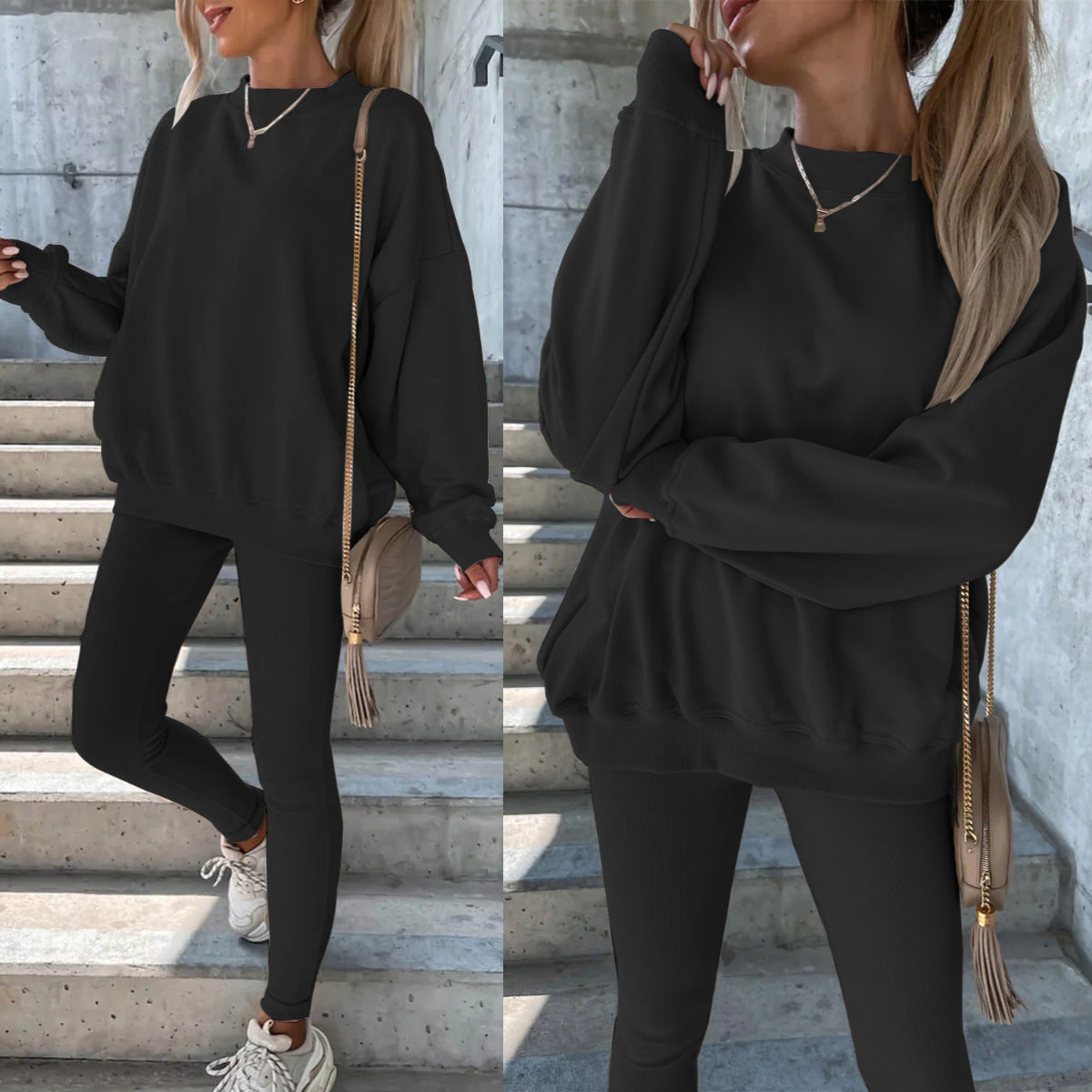 Damen Oversized Sweatshirt mit weitem Schnitt und strukturierten Ärmeln R&B