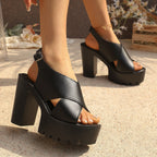 Damen Plateau-Sandaletten mit verstellbarem Riemendesign und robustem Blockabsatz R&B