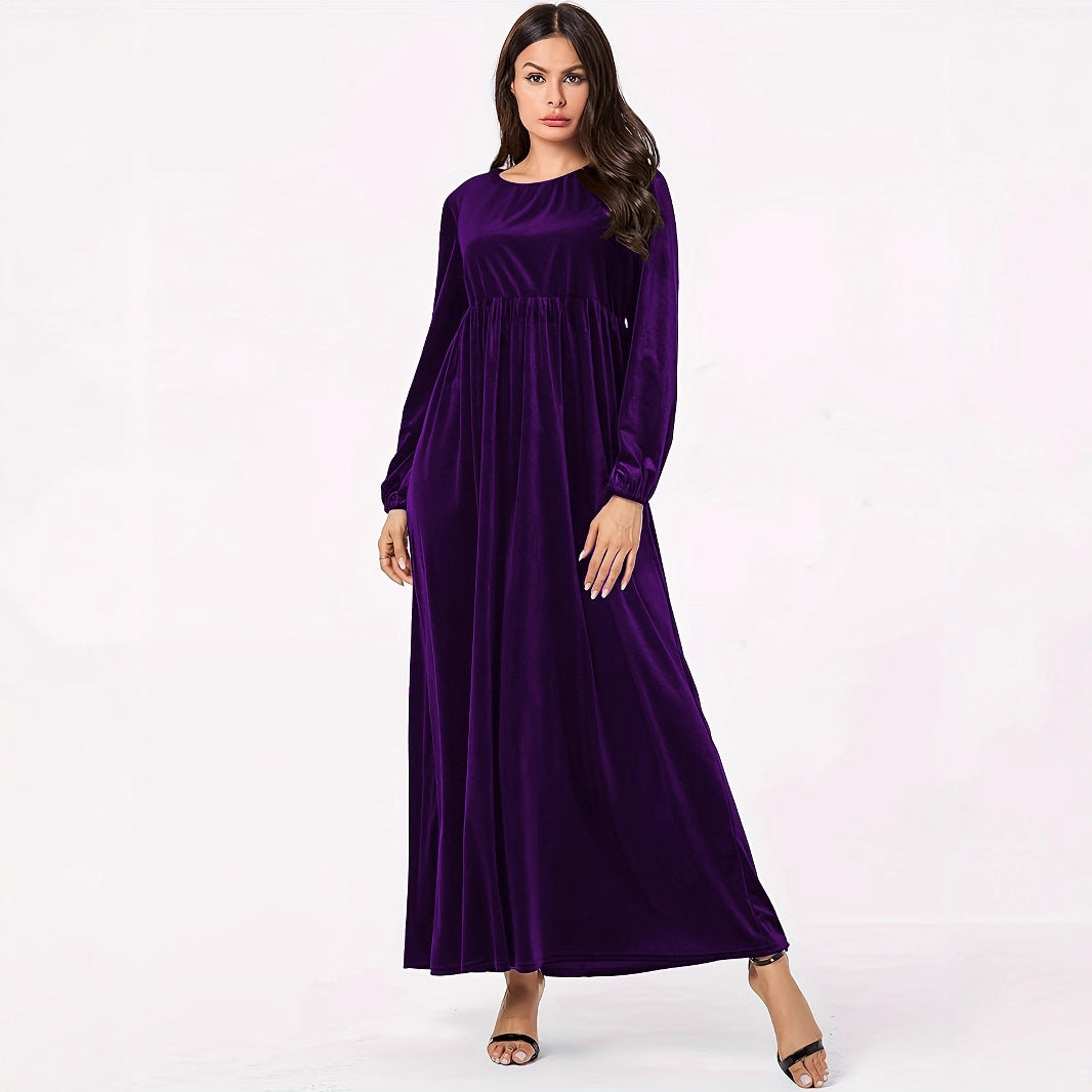 Damen Maxikleid aus luxuriösem Samt mit elegantem Faltenwurf R&B