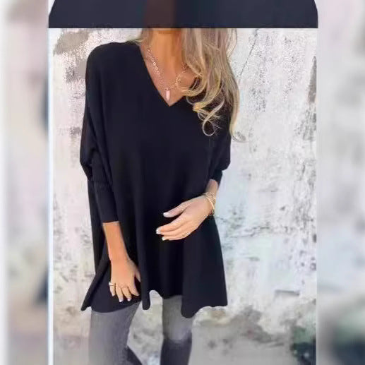 Damen V-Ausschnitt Oversized Pullover R&B