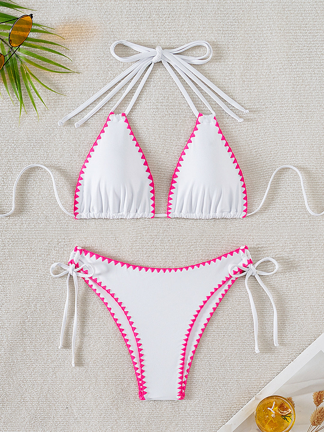 Damen Triangel-Bikini mit verspielten Kontrastnähten R&B