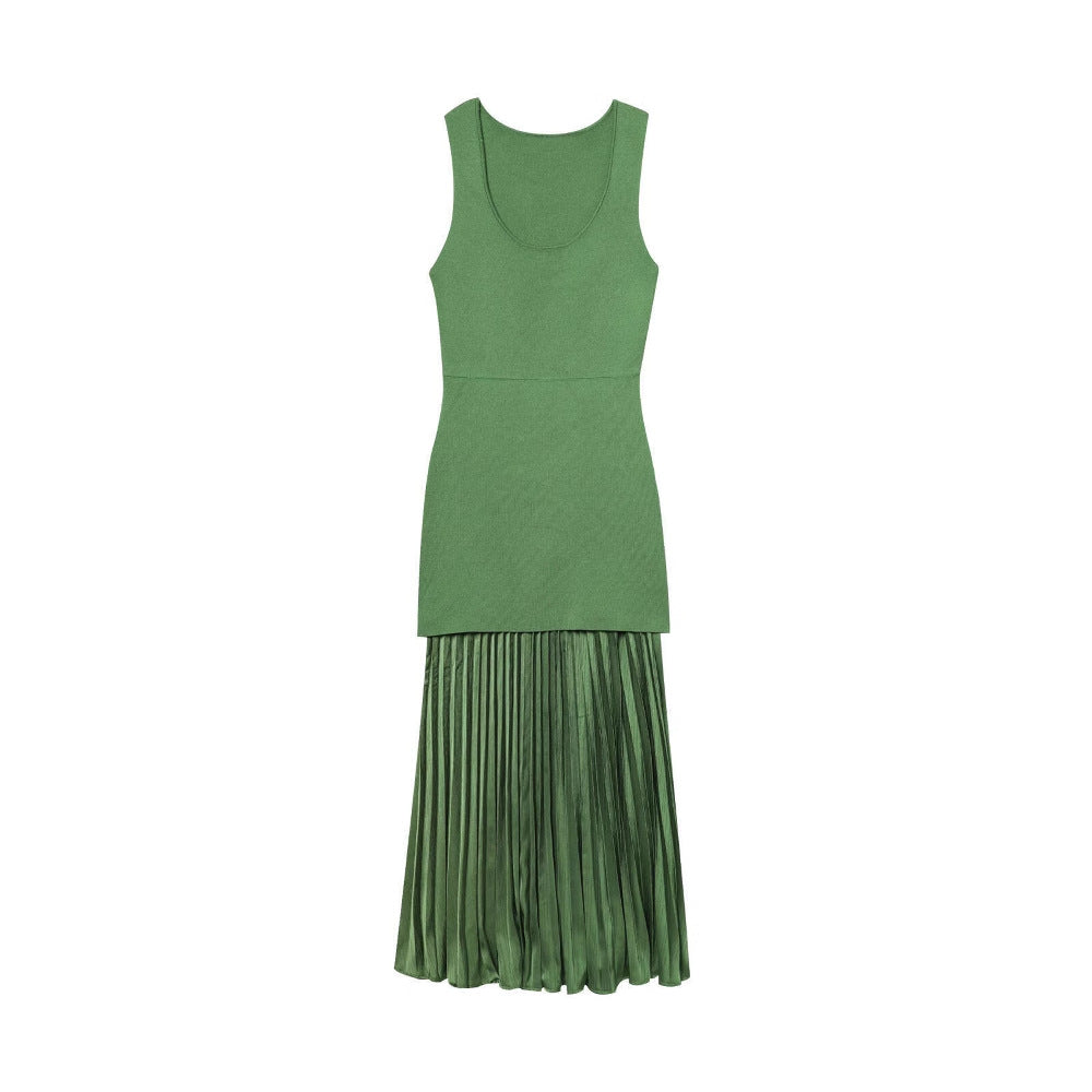 Damen Maxikleid mit plissiertem Rock und körpernahem Oberteil R&B