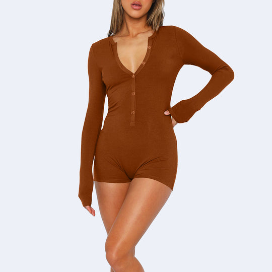 Damen Langarmbody mit Knopfleiste R&B