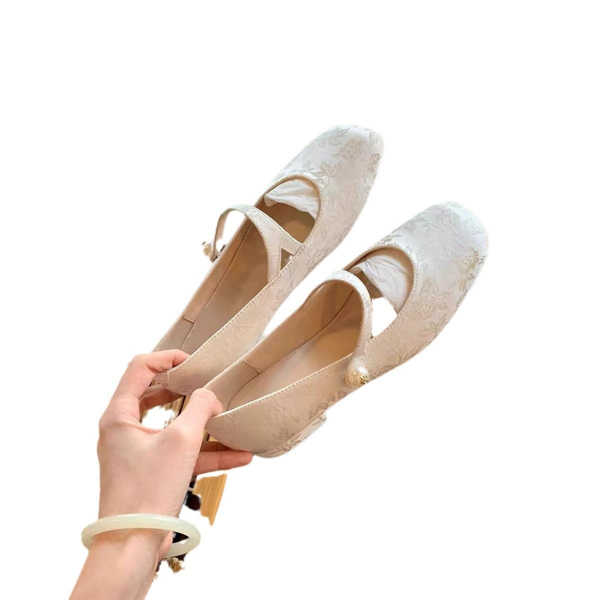 Damen Ballerinas mit eleganter Schnallenapplikation und floralem Design R&B