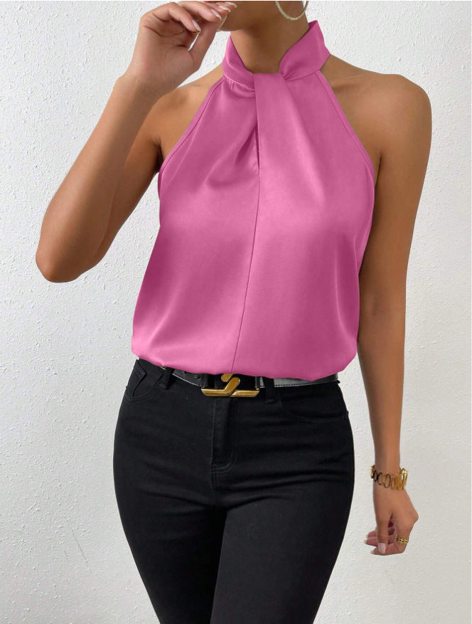R&B | Damen Knoten Hals Stil Top Seide