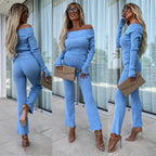 Damen elegantes Jumpsuit mit off-shoulder Design und langem Bein R&B