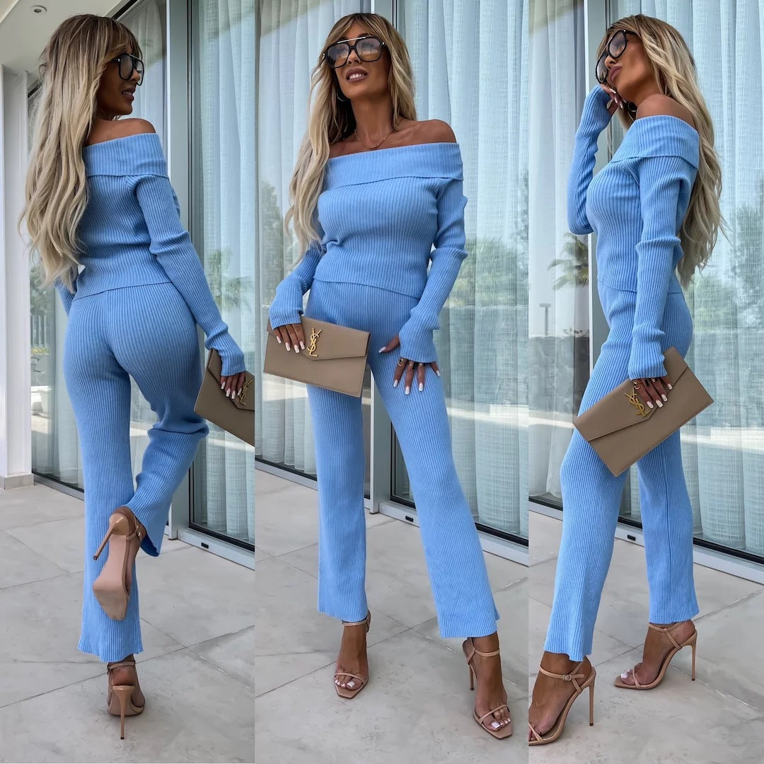 Damen elegantes Jumpsuit mit off-shoulder Design und langem Bein R&B