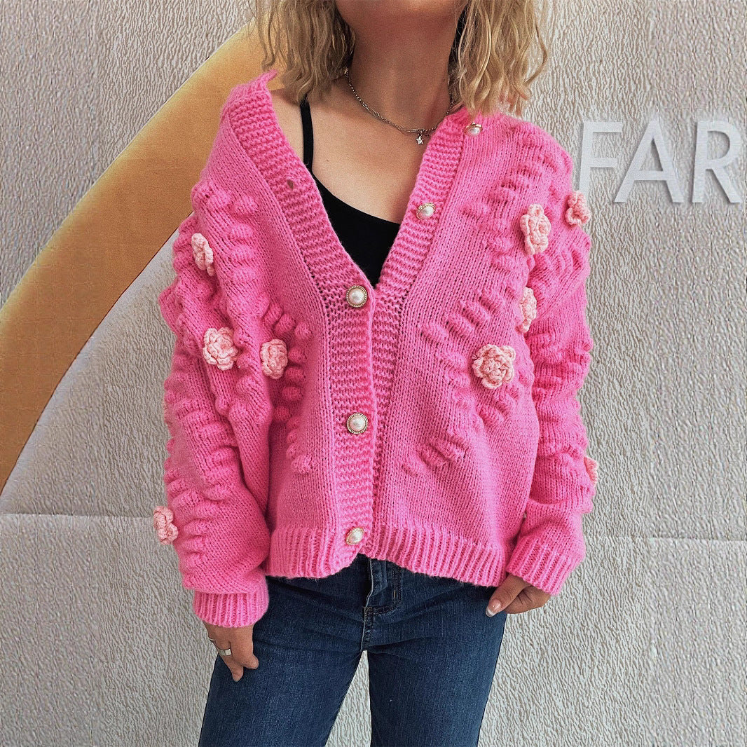 Damen Strickjacke mit floralen Applikationen und komfortablem Schnitt R&B
