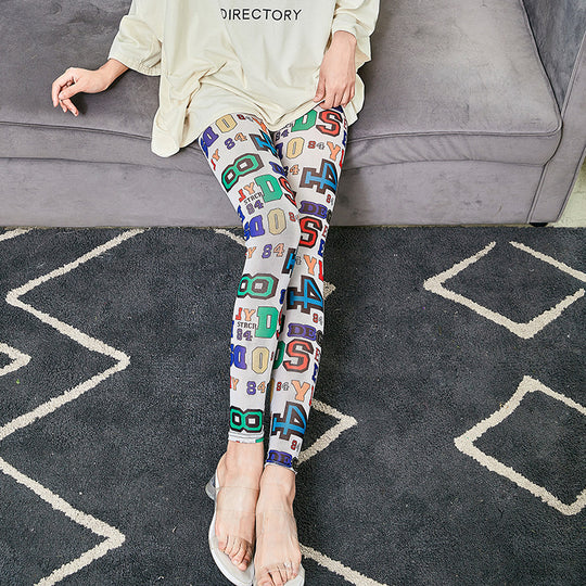 Damen Leggings mit modischem Schriftzug R&B