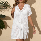 Damen Häkel Strandkleid mit seitlichen BindR&Bändern und luftiger Silhouette R&B