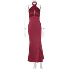 Damen Elegantes Maxikleid mit raffinierter Wickeloptik und schulterfreiem Design R&B