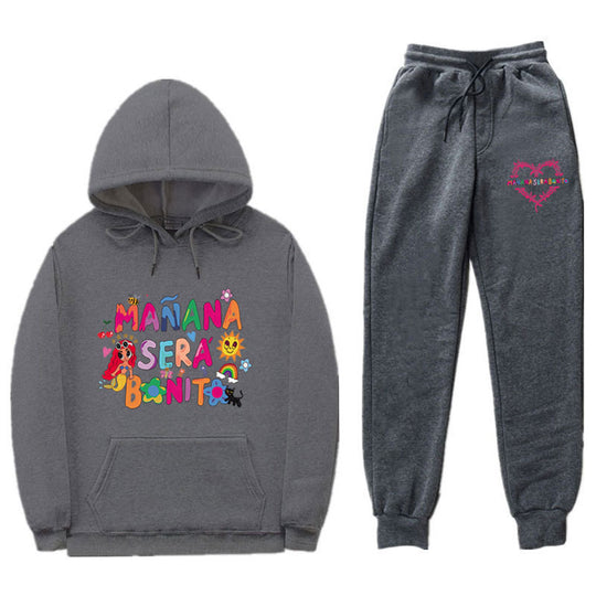 Damen Sweatshirt- und Jogginghose-Set mit buntem Aufdruck R&B